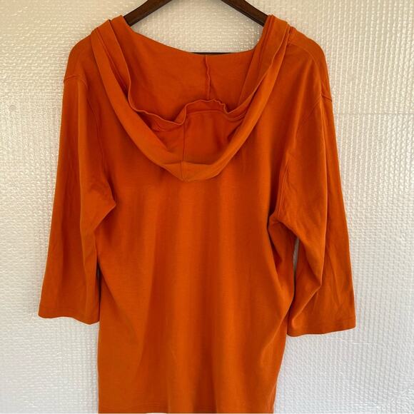 Hanes Hooded women’s long sleeve tee. Burnt orange.  Size xl.  Hanes. Length 28 - Picture 2 of 5